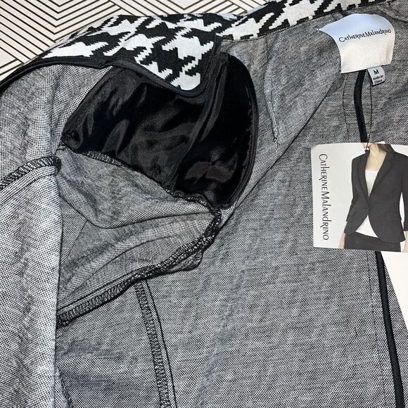 Catherine Malandrino Black White Houndstooth Knit Blazer Jacket Wmns Sz Med NEW - Picture 16 of 16